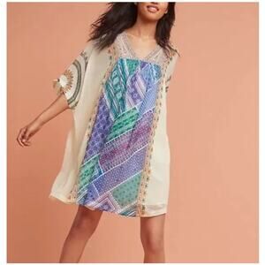 Anthropologie Tanvi Kedia Veena Beaded Caftan Dress XS Kimono Boho Sheer